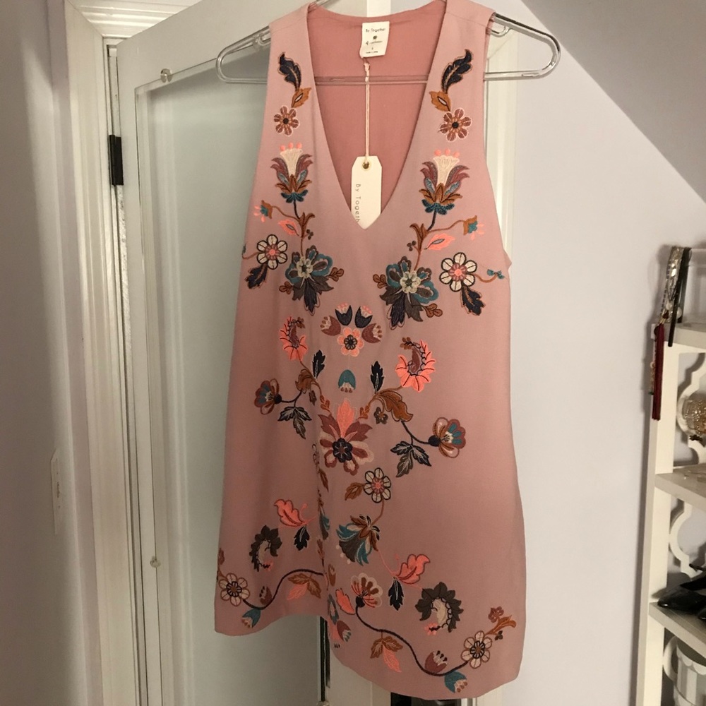 By Together Embroidered NWT dress V-neck Boho style